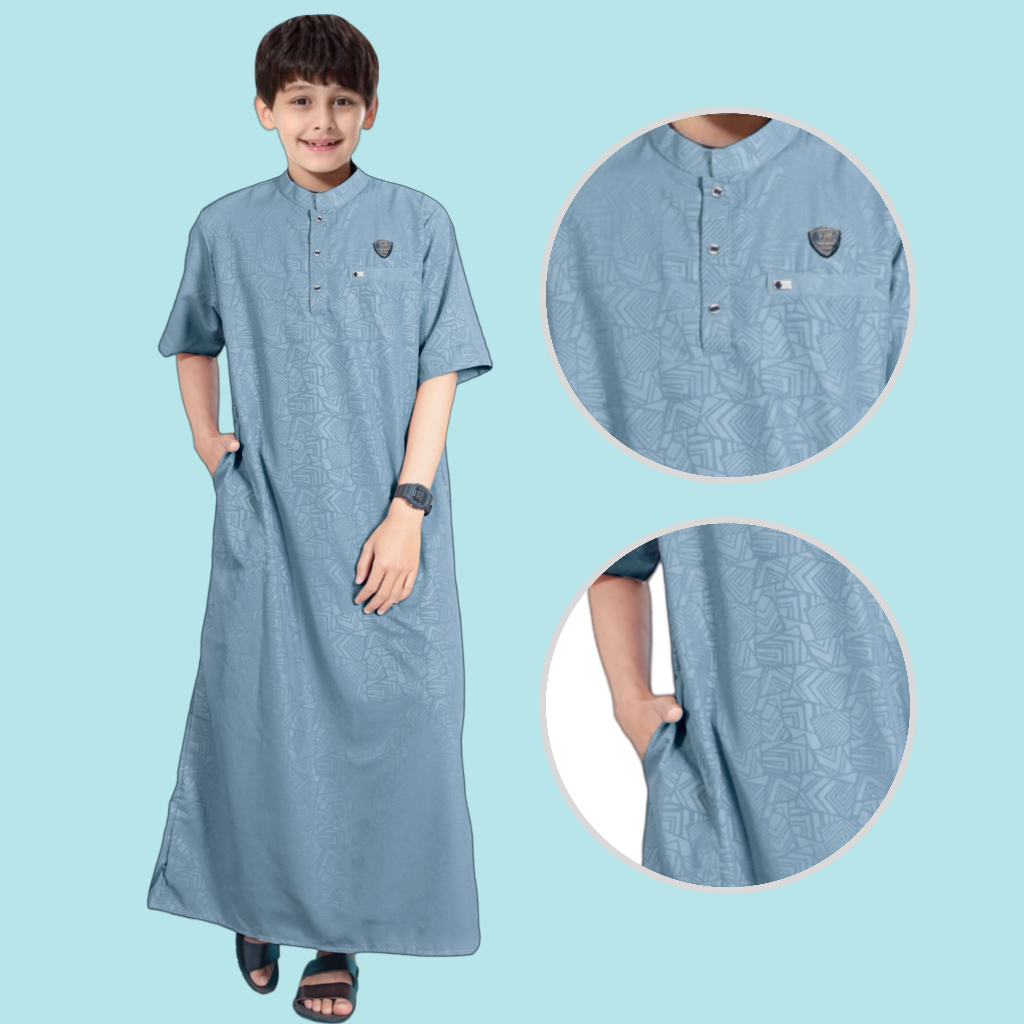 koko azmi embos Gamis anak laki laki/jubah anak laki laki/ baju koko anak terlaris dari usia  3 sampai 14 tahun