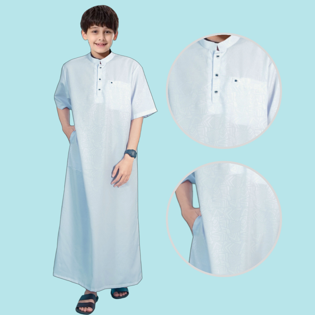 koko azmi embos Gamis anak laki laki/jubah anak laki laki/ baju koko anak terlaris dari usia  3 sampai 14 tahun