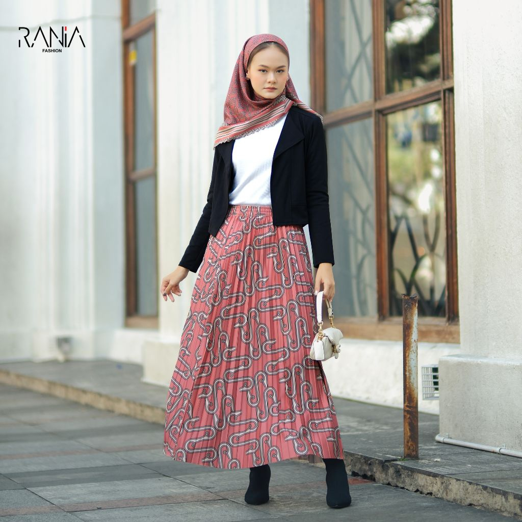 Rok Plisket Printing Motif MONO Rania by Rania Fashion