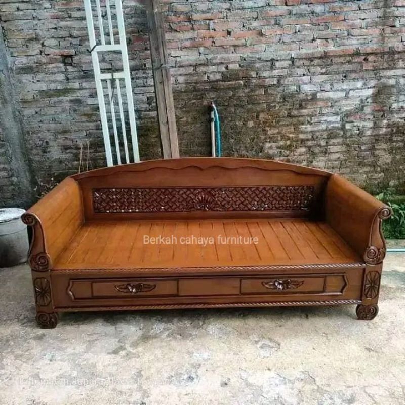 bangku bale-bale jati ukir jepara