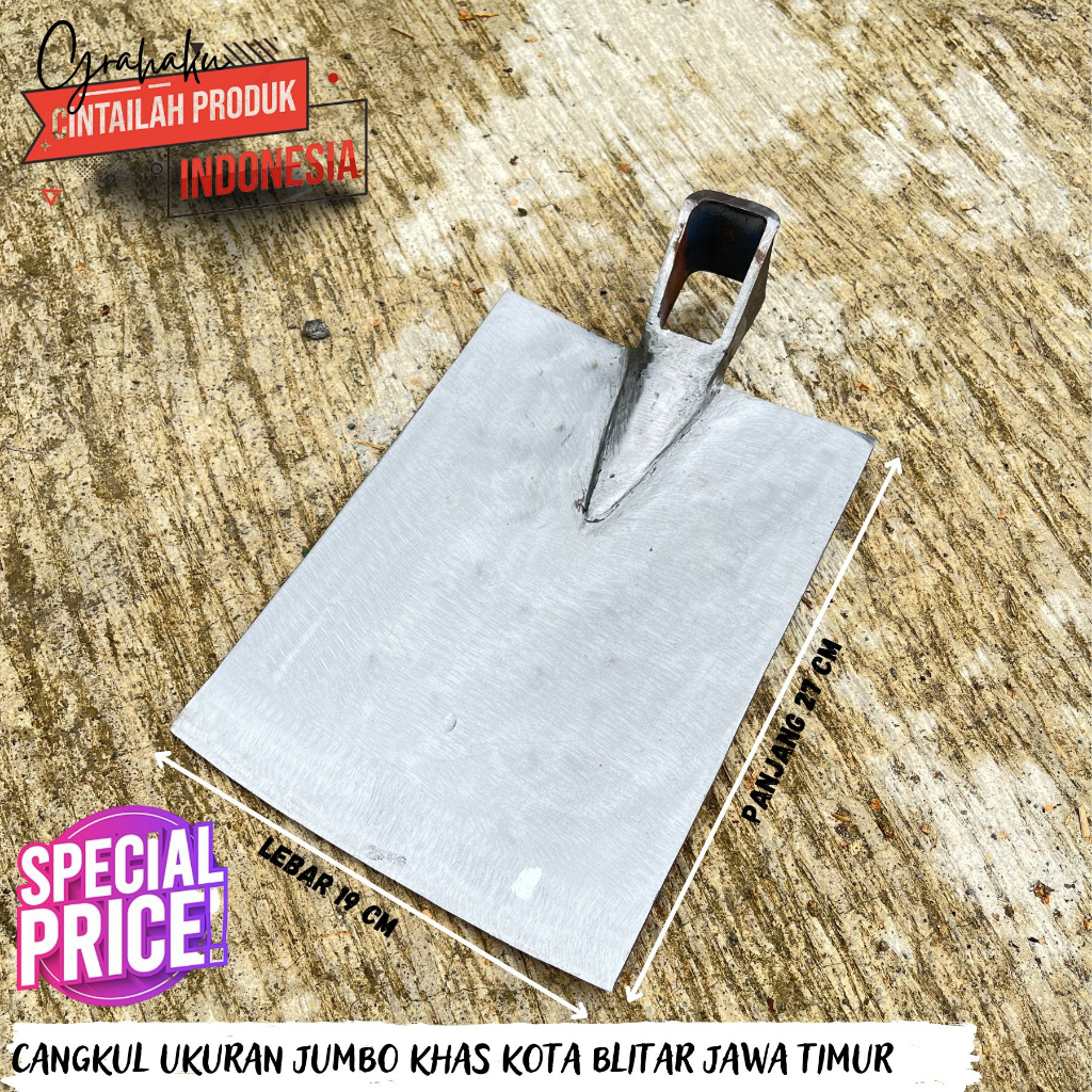 ( BARU )Cangkul Ukuran Besar / Jumbo Cangkul Pacul Baja Putih Asli Pacul Sawah Model Blitar Jawa Tim