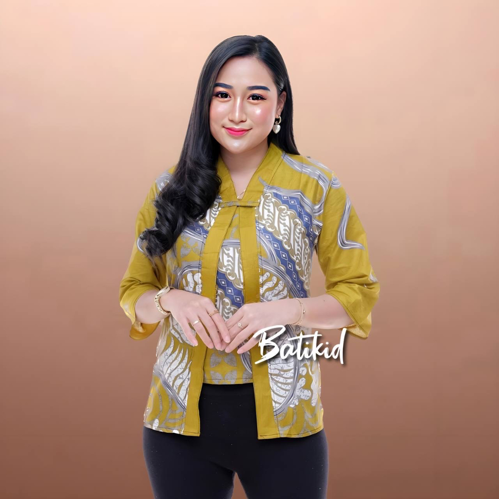 Batikid - Atasan Batik Wanita - Blouse Bolero Kekinian - Birly Lime