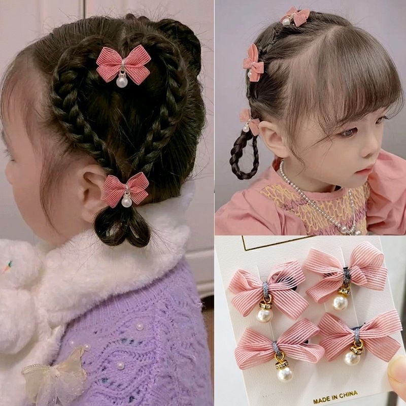 Jepit Rambut Pita Mini 1set 4pcs Anak Pita Rambut Anak Korea Jepit Rambut Kecil / Pita Rambut Anak K