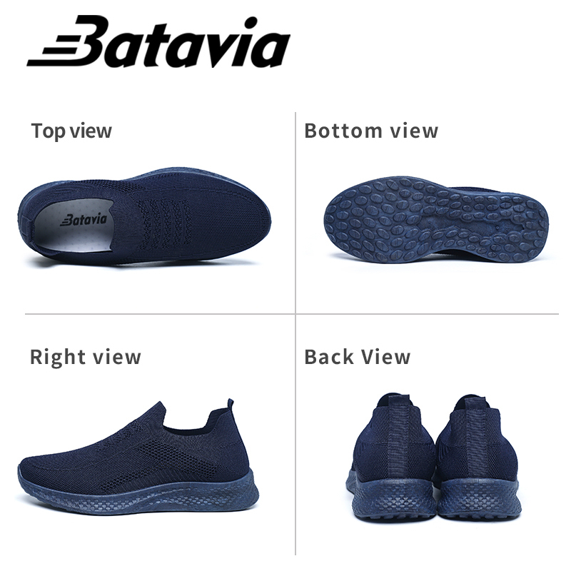 Batavia sepatu sneskers pria baru fashion sepatu pria olahraga nyaman pria rajut terbang yang hitam sepatu sekolah premium bernapas sepatu Pria B35