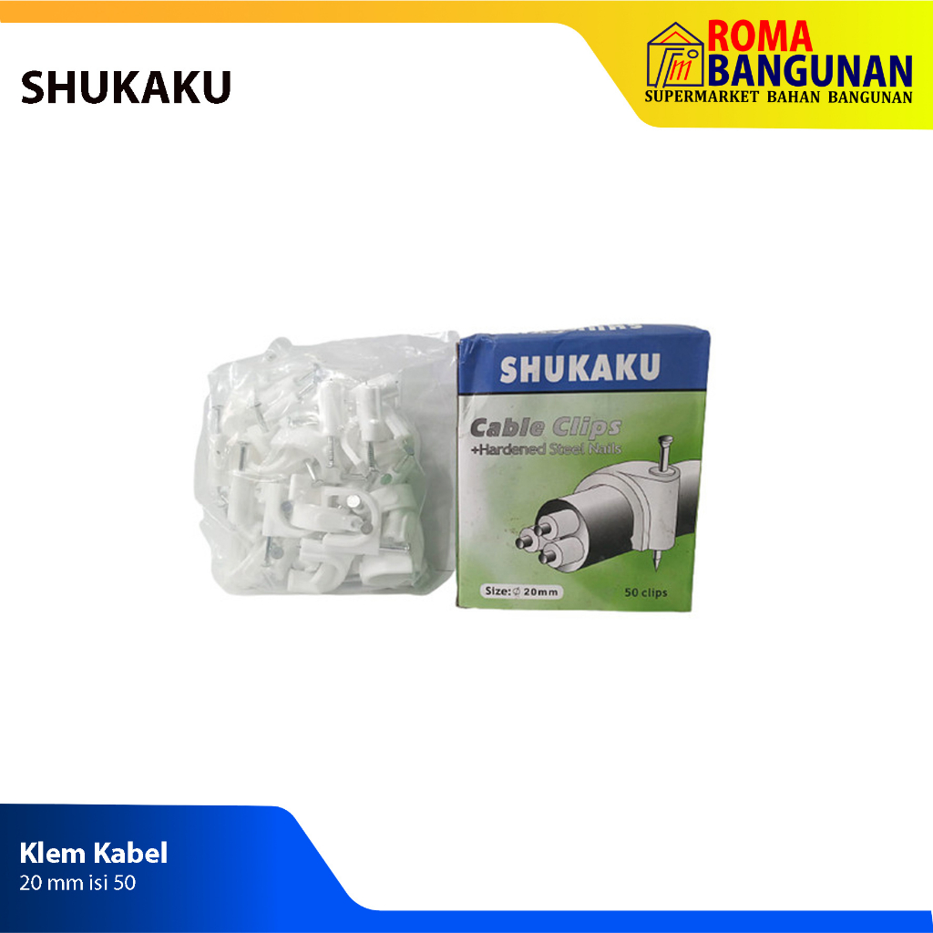 Shukaku Klem Kabel Plastik / Cable Clips Paku Beton 6mm 7mm 8mm 9mm 10mm 12mm 14mm  16mm 18mm 20mm 22mm