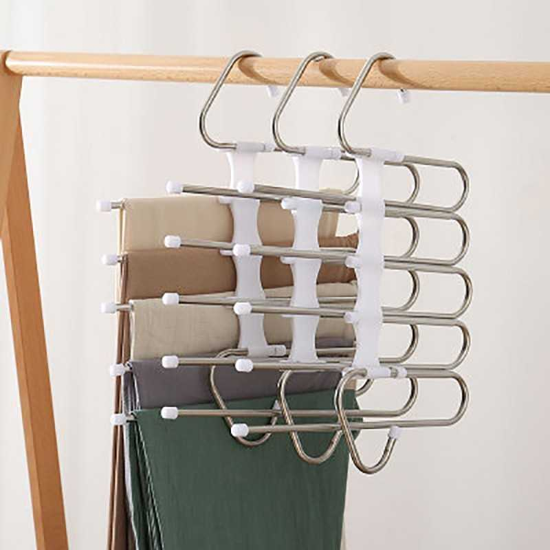 Hanger Gantungan Baju Susun Retracable Trouser Frame 5 Layer Perlengkapan Gantung Pakaian Material Kuat Tahan Lama