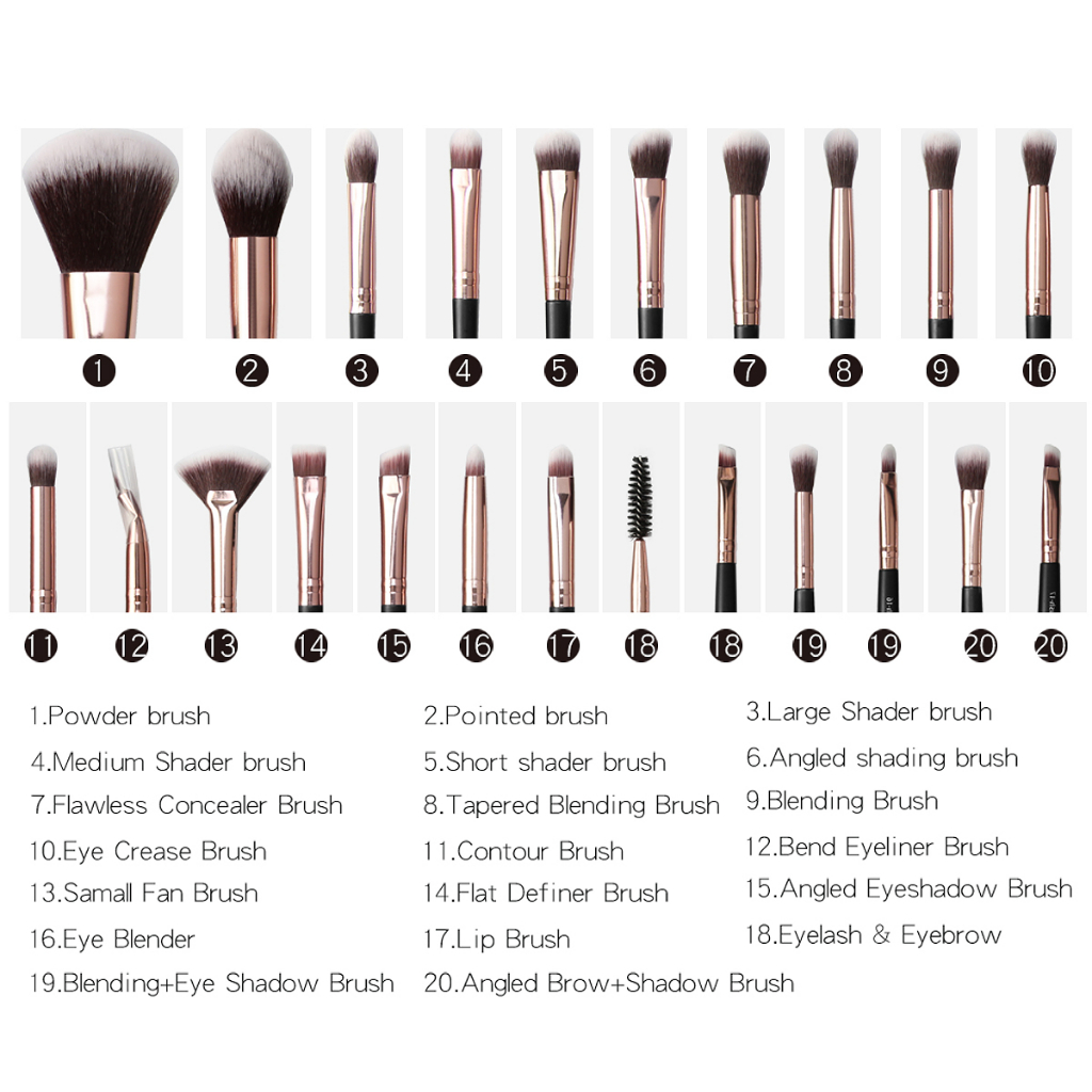 MAANGE Makeup Brushes 20Pcs Makeup Brush Set Premium Sintetis Foundation Bedak Blush Concealer Kuas Make Up Set 5748