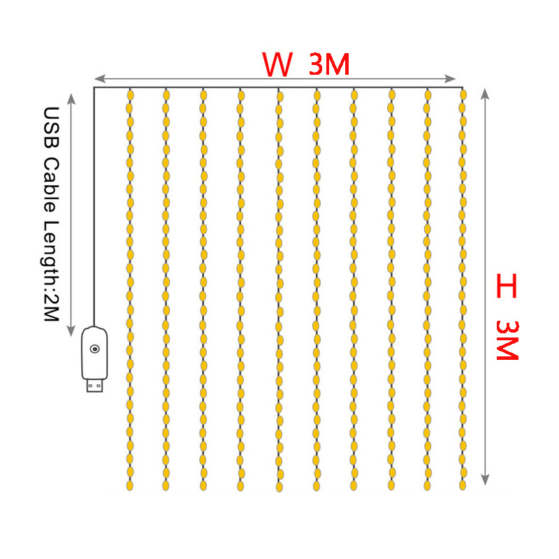 MMM Lampu Tumblr Tirai Led 3x3Mtr 300 LED Lampu Gorden 4Meter 96 LED Hiasan Lampu Tirai Kawat Tembaga Dekorasi Taman Cafe Wadding Pernikahan Murah Import