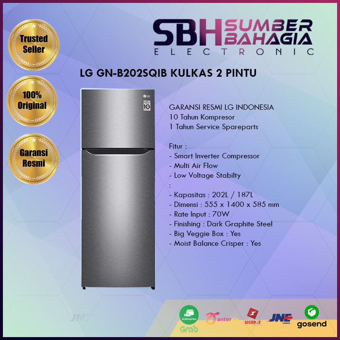 LG GN-B202SQIB KULKAS 2 PINTU (NEW) (KHUSUS BANDUNG)