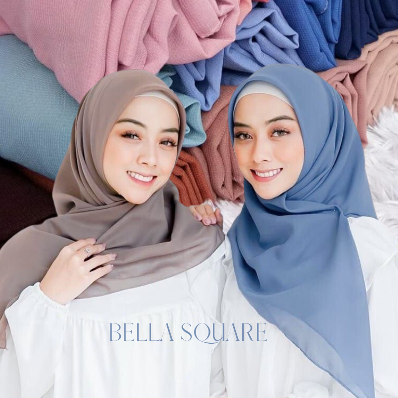 [ COD MURAH ] Hijab Bella Square 50 Warna Hijab Jilbab Segi Empat Polycotton Premium Anti Letoy | Kerudung Segiempat Terlaris