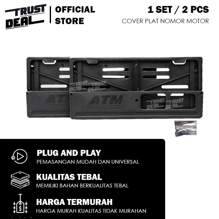 Bingkai Cover PLAT NOMOR MOTOR Kuat Kokoh UNIVERSAL 1 Set Isi 2 Pcs