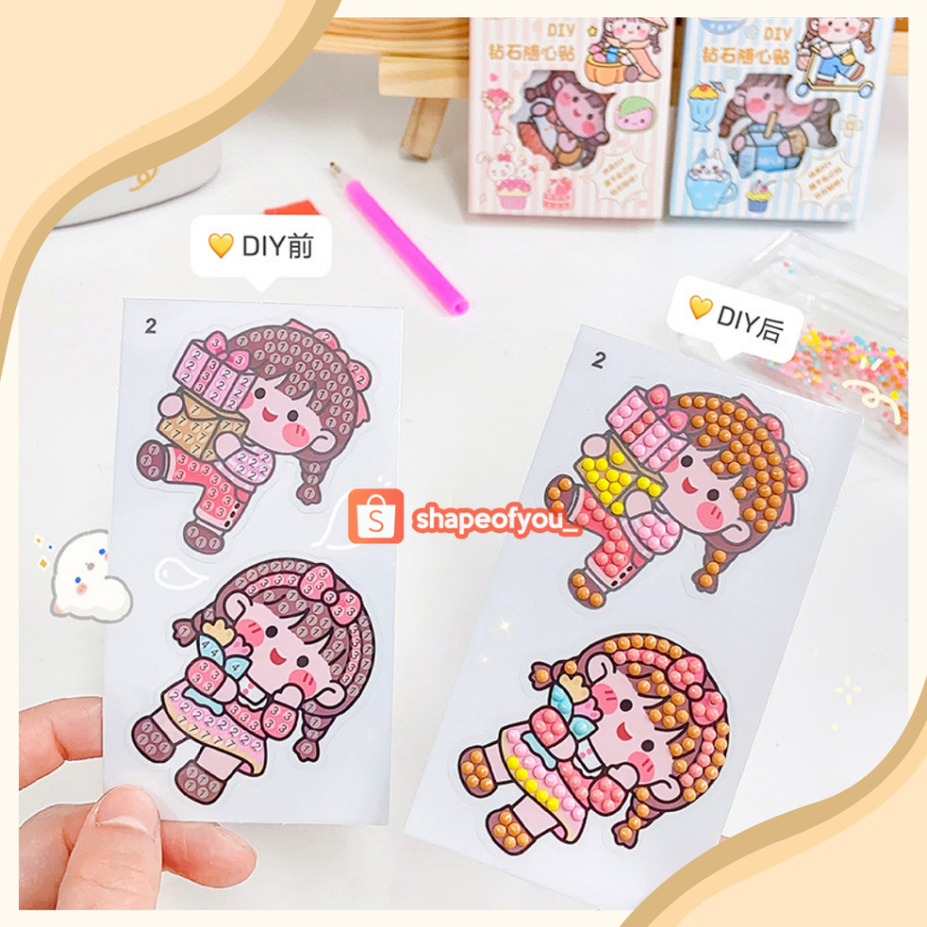 DIY Mainan Anak Sticker Diamond/Stiker Diamond Cuti POP Momo Terbaru