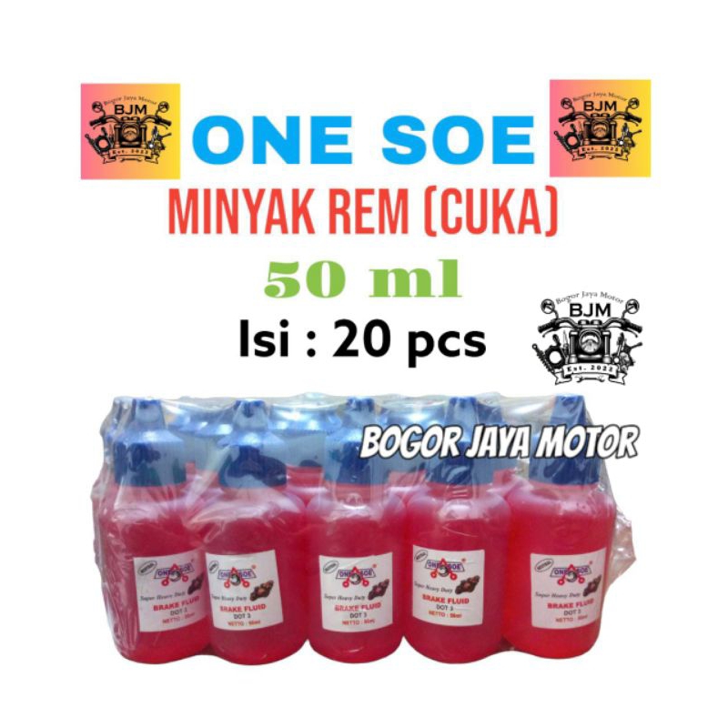 20 pcs ONE SOE ONESOE MINYAK REM CUKA 50 ML DOT 3 BRAKE FLUID NEUTRAL MINYAK REM MURAH MINYAK REM CU