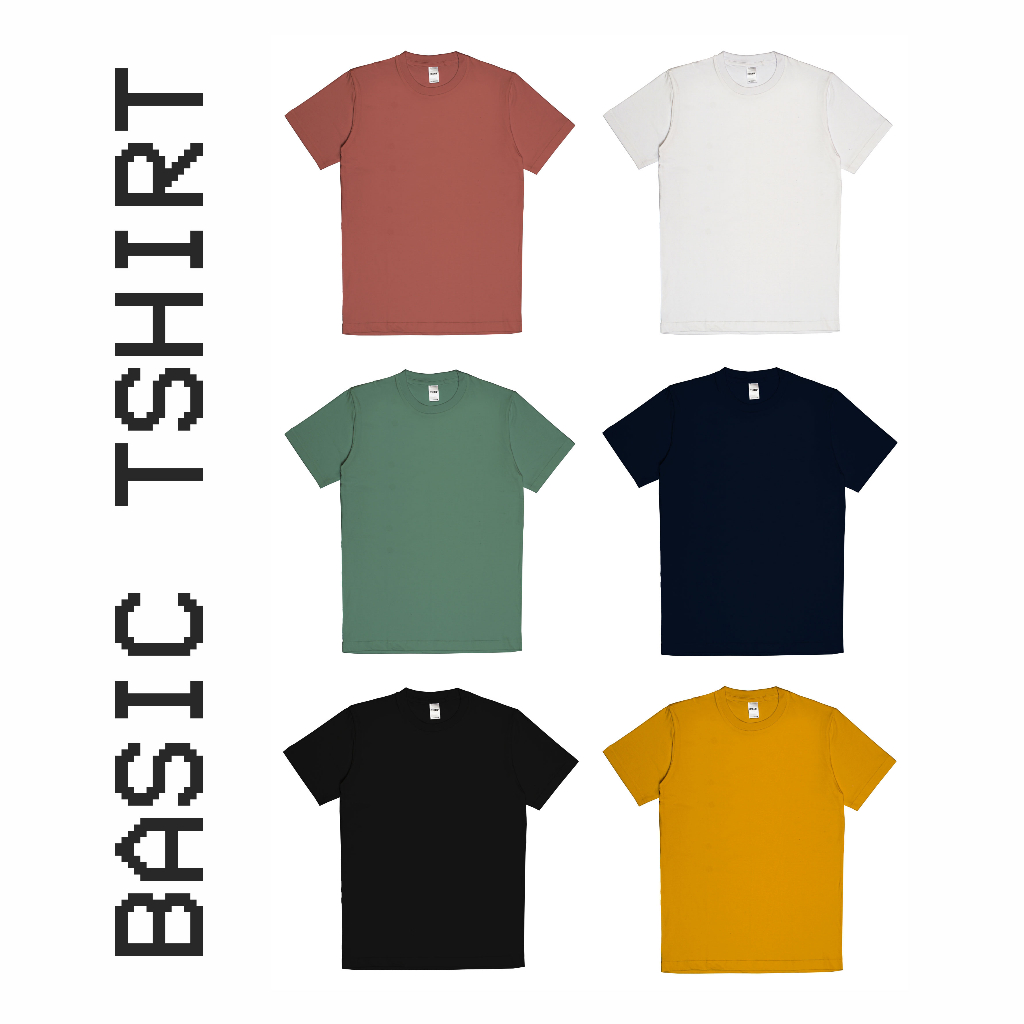 Kaos Polos Lengan Pendek Pria Wanita Putih Hitam Kuning Putih Sage Dusty Navy Itsrain