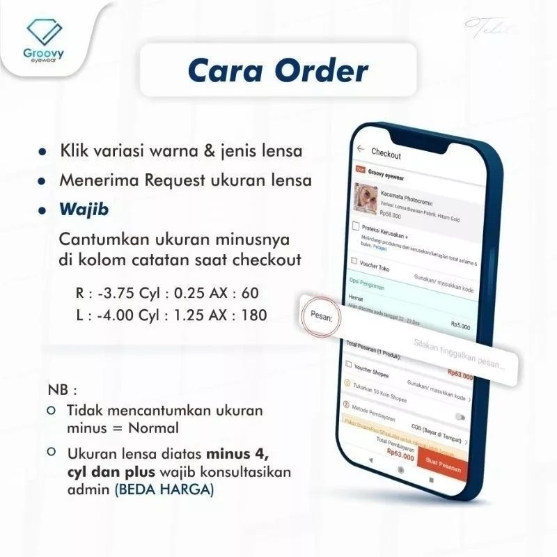 KACAMATA MINUS + LENSA PHOTOCROMIC KACAMATA WANITA 21261