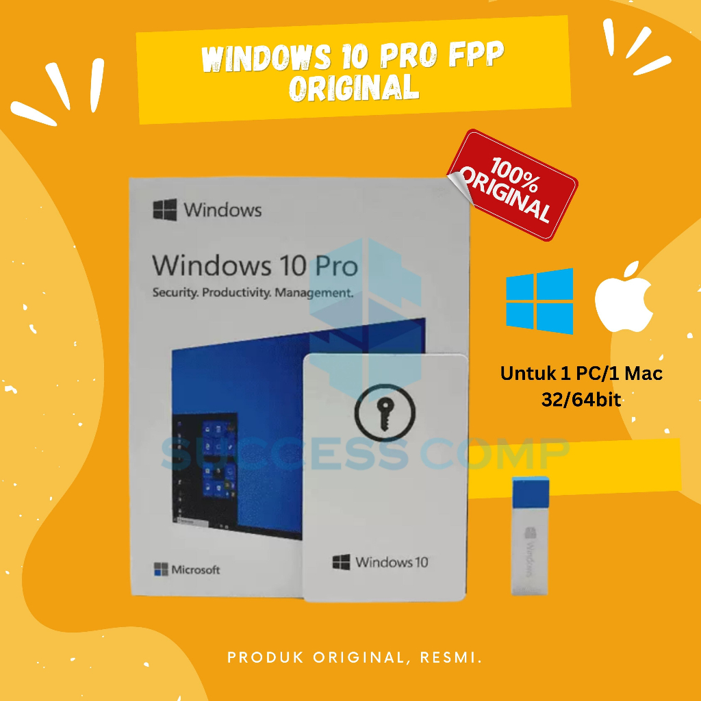 Windows 10 Pro FPP 32/64 Bit Original Dan Resmi Include USB Installer