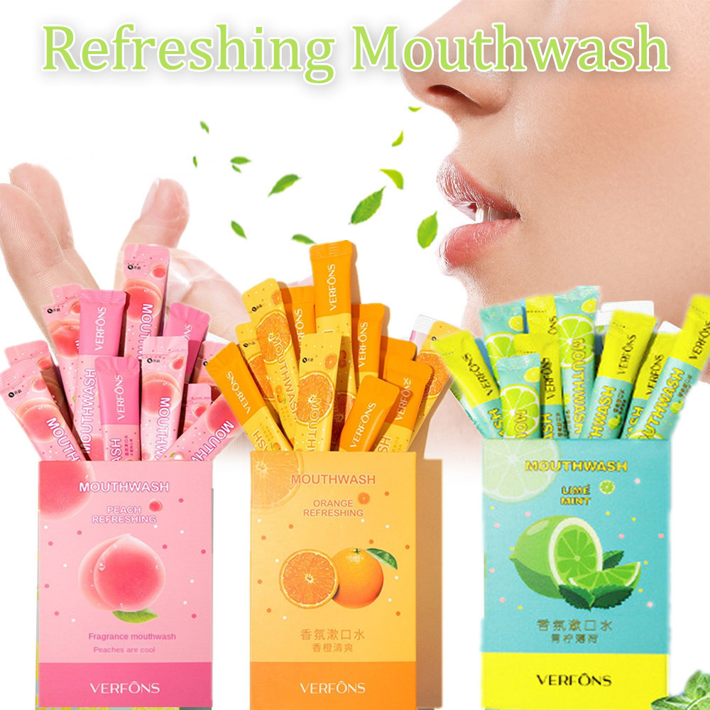 20PCS Mint/Orange/Peach Scent Mouthwash Portable Fresh Breath Teeth Stain Removel Mouthwash Travel Teeth Cleaning Tools