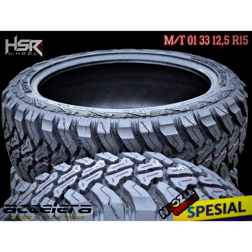 BAN MOBIL R15 UKURAN 33 RING 15 MEREK ACCELERA BAN LUAR TUBLES MT