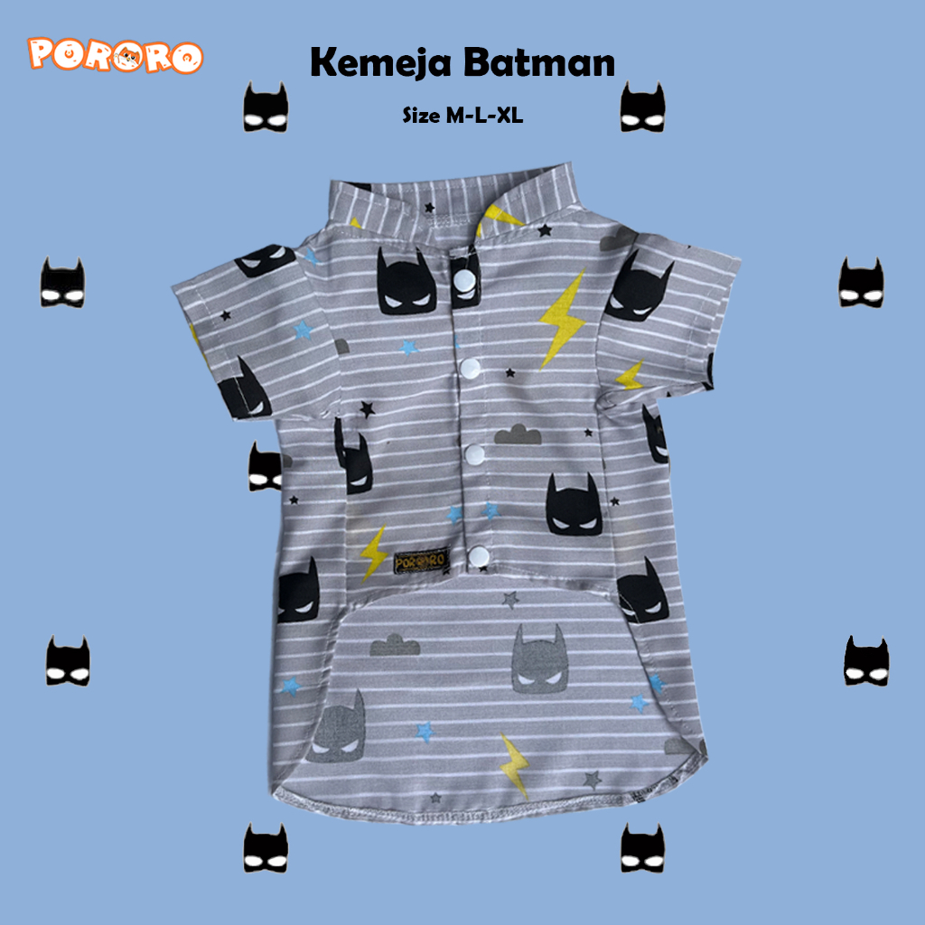 Pororo - Kemeja Kucing Motif Batman Lucu Murah Aksesoris Hewan