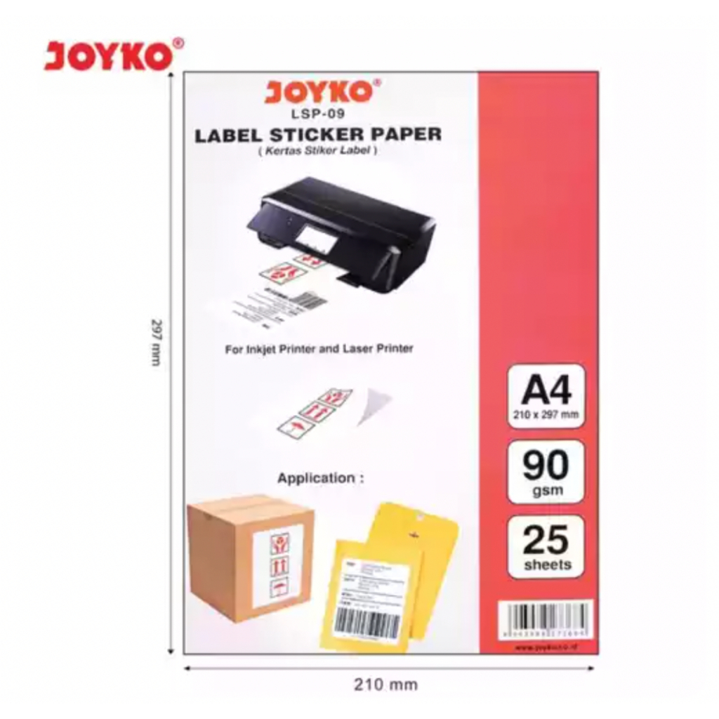 

Label Sticker Paper A4 JOYKO LSP09/Kertas Stiker Label LSP-09 25 Sheet