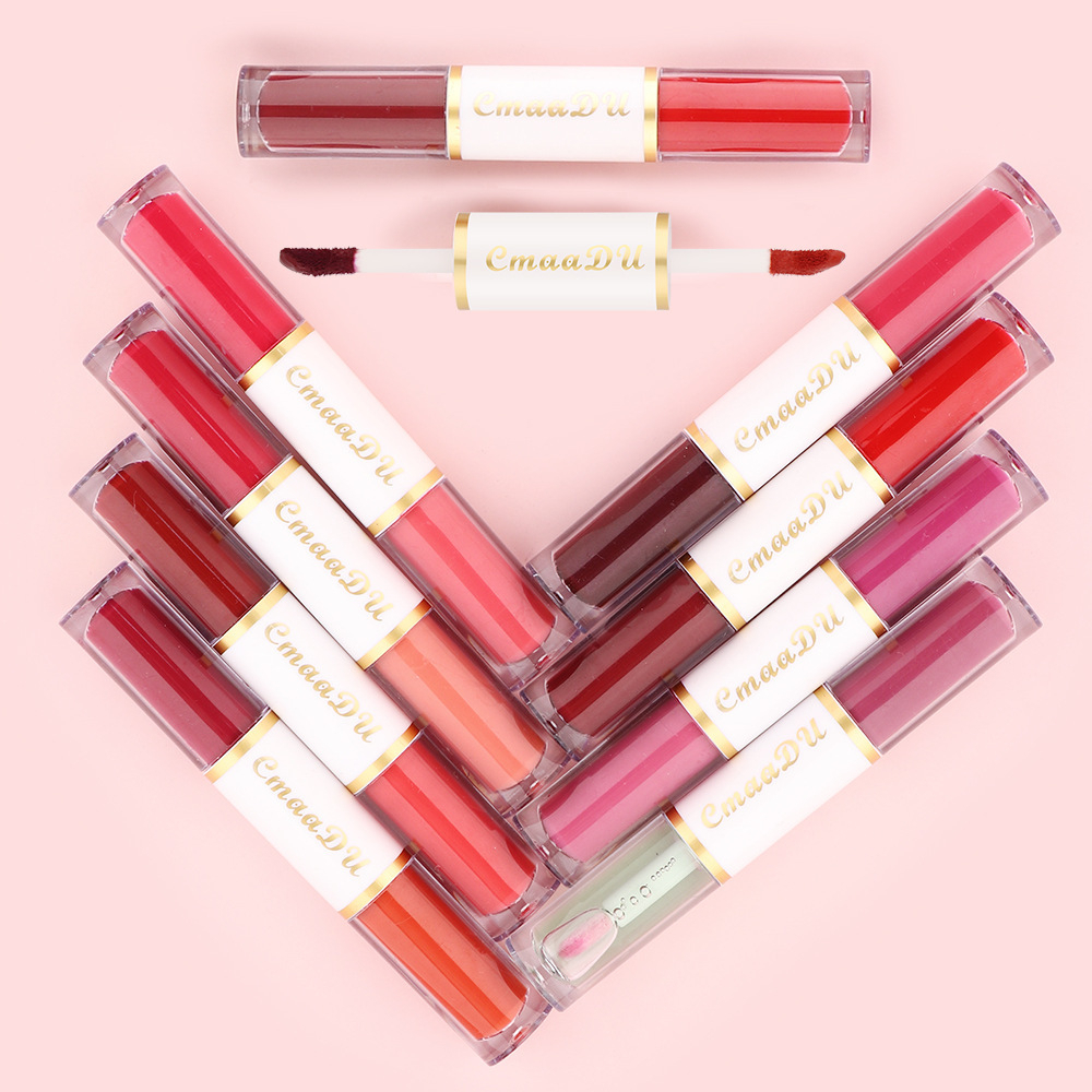 ORIGINAL | CMAADU Double Lipstik 2 in 1 8 Colors Matte Liquid Waterproof Long Lasting | Lipmatte | Lipstick | lipcream | lipstik tahan lama