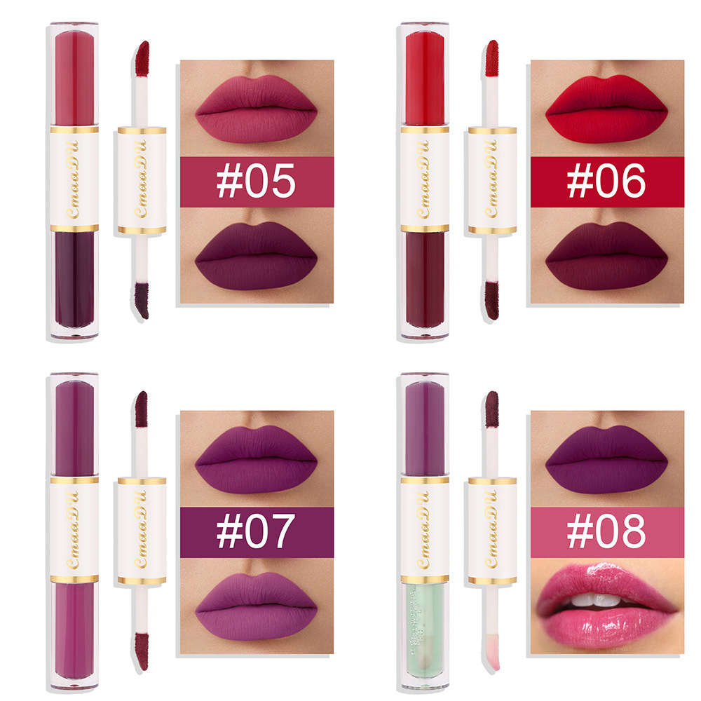 ORIGINAL | CMAADU Double Lipstik 2 in 1 8 Colors Matte Liquid Waterproof Long Lasting | Lipmatte | Lipstick | lipcream | lipstik tahan lama