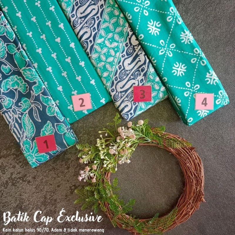 kain batik cap garutan grade A lebih halus warna  hijau tosca hijau muda seragam bridesmaid