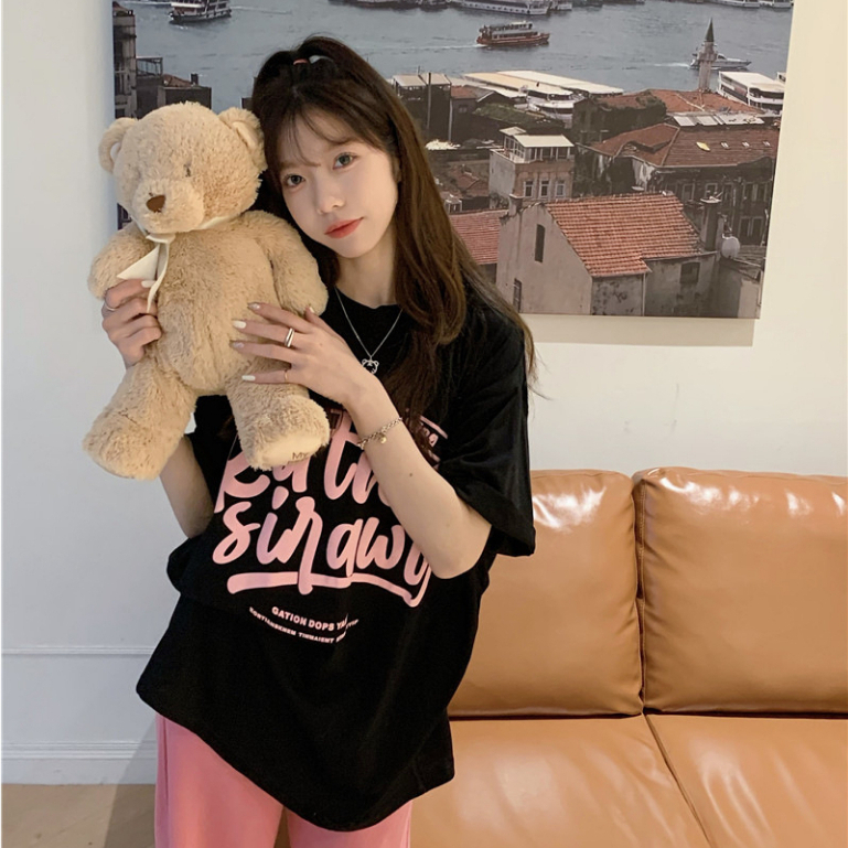 BV.ID BJ1140 Baju Oversize Wanita Korean Atasan Lengan Pendek Kaos Tshirt Kekinian