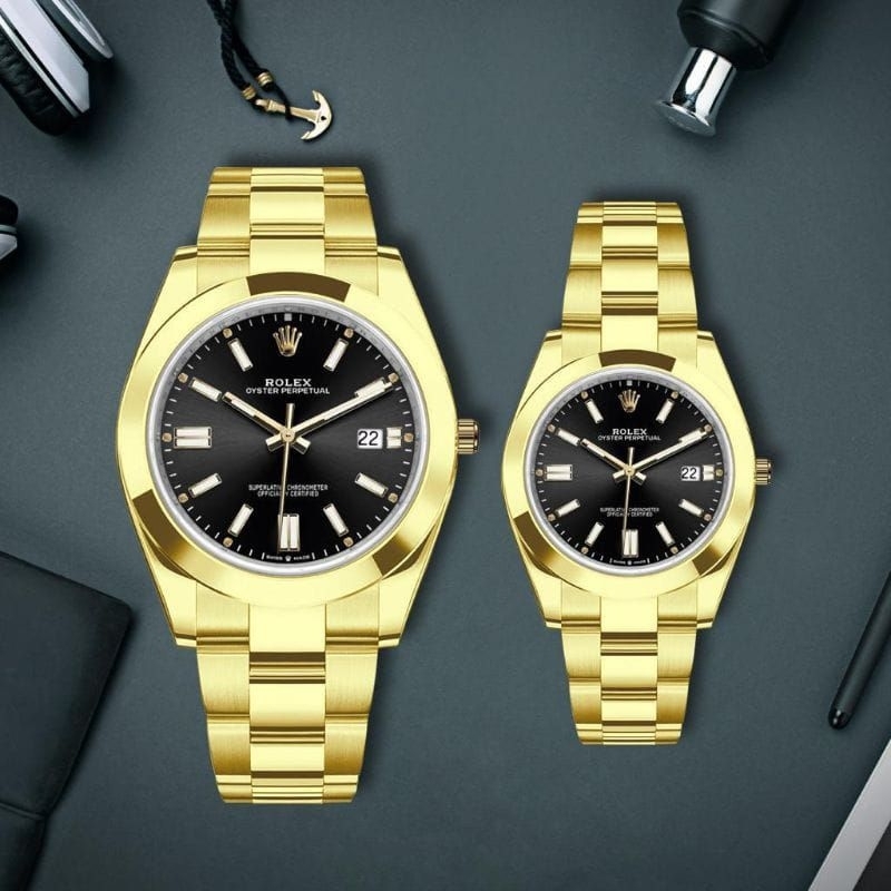 Jam Tangan Couple premium /Jam Tangan Rantai Rolex Free executive bok