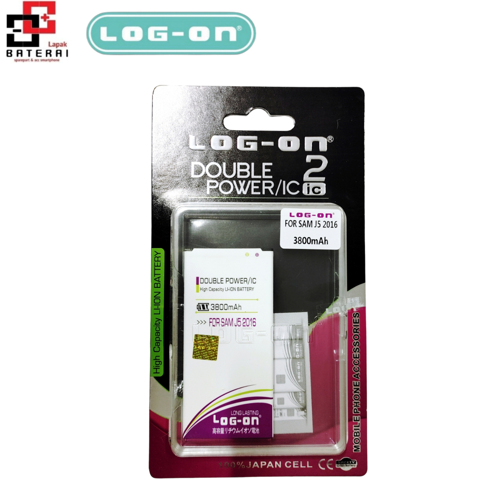 LOG - ON Baterai Samsung J5 2016 J510 Double IC Protection Battery Batre