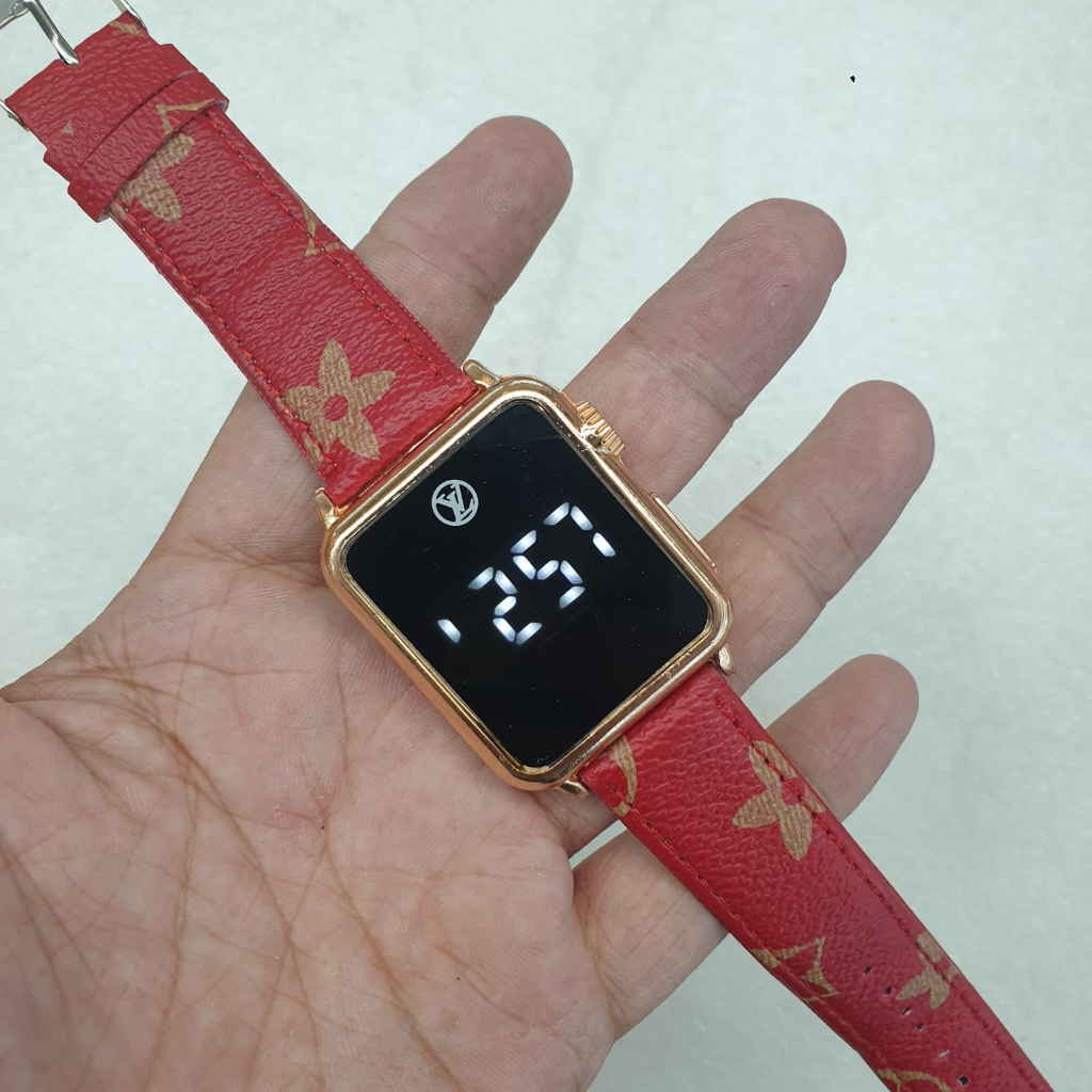 (COD) JAM TANGAN WANITA LV KULIT TOUCHSCREEN DM 3,5CM FREE BOX