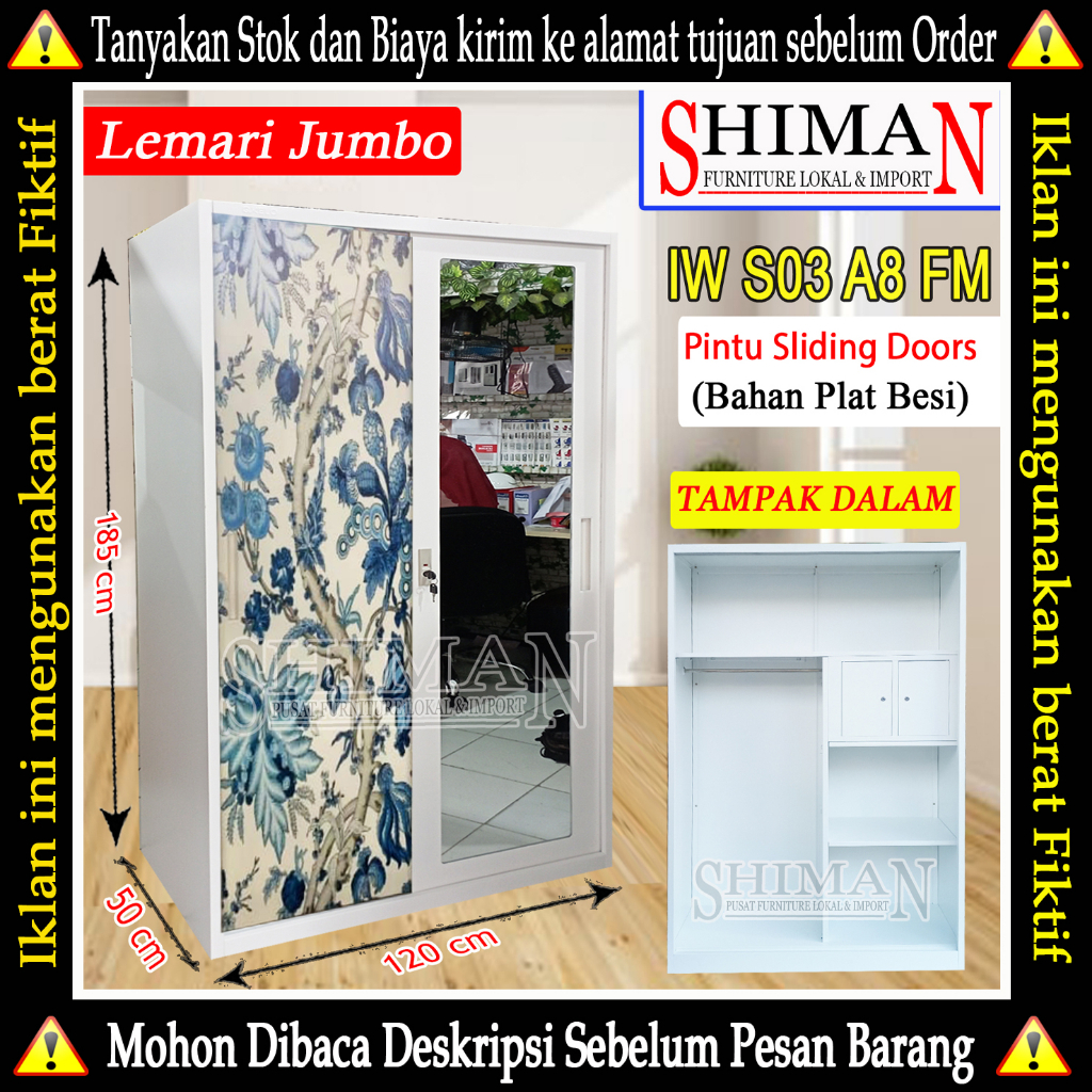 Lemari Pakaian Besi Sliding Door IW S03 A8 FM OKELO