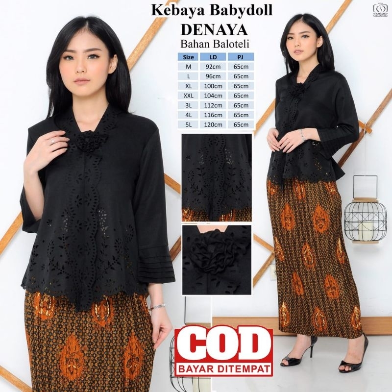 Atasan Kebaya Encim Modern Warna Hitam Kebaya Wisuda Denaya