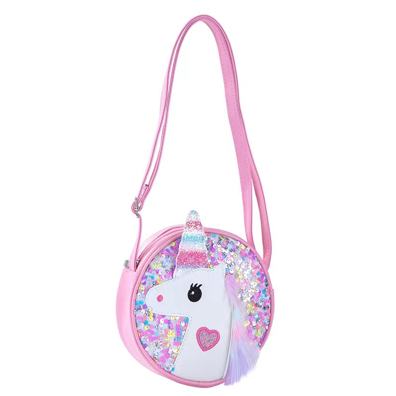 Siswa Baru Gadis Kartun Tas Bahu Payet Unicorn Messenger Bag Glitter Rainbow Flash Powder Tas Pinggang Anak