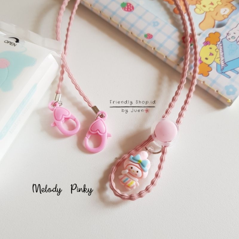 STRAP MASKER ANAK PEREMPUAN - DEWASA  KIKI - LALA - POCHACCO BLUE - KITTY PINKY - MELODY PINKY / KALUNG MASKER / TALI MASKER / LANYARD MASK STOPER 2IN1