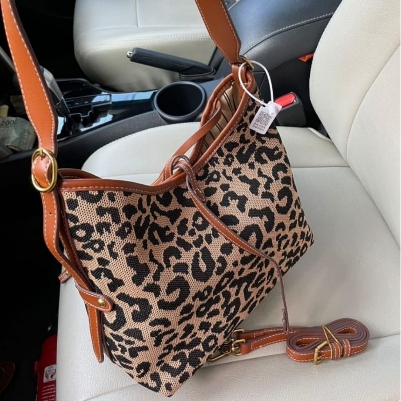 Tote bag fashion leopard import / tas tote import leopard uk 31x20x13