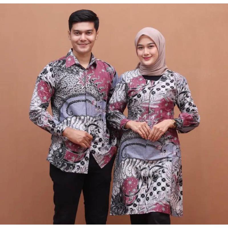 Atasan Tunik Batik Couple Kemeja Batik Pria Lengan Panjang - Bahan Kain Katun