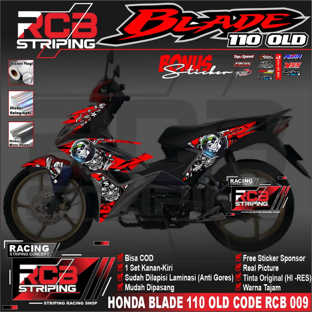Striping Blade 110 Old - Stiker Sticker Striping Variasi Lis Blade 110 Old -Blade 110 Old - RCB 009