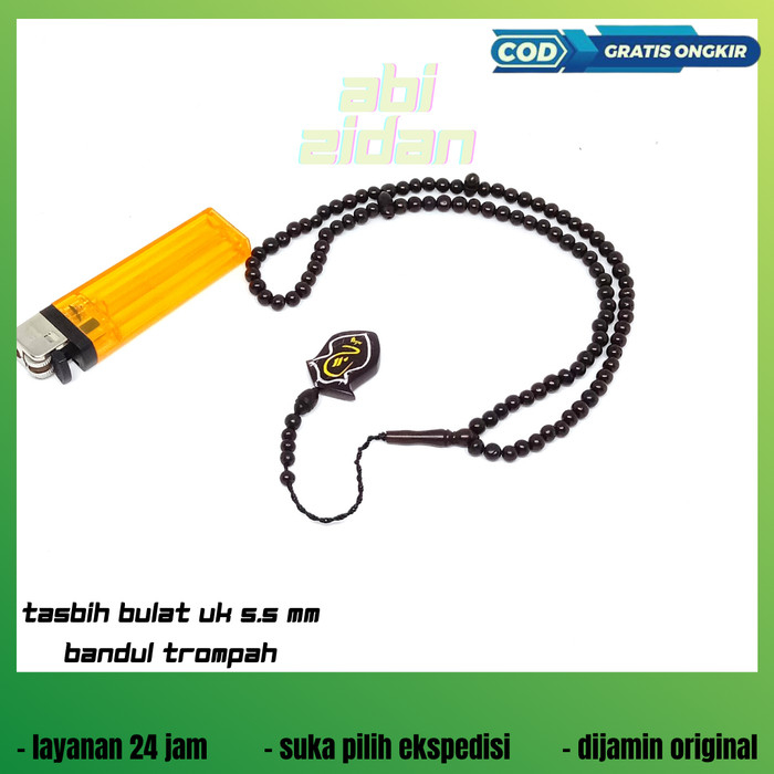 tasbih kaukah kaokah kokkah bulat HITAM 5.5mm 99 butir bandul trompah