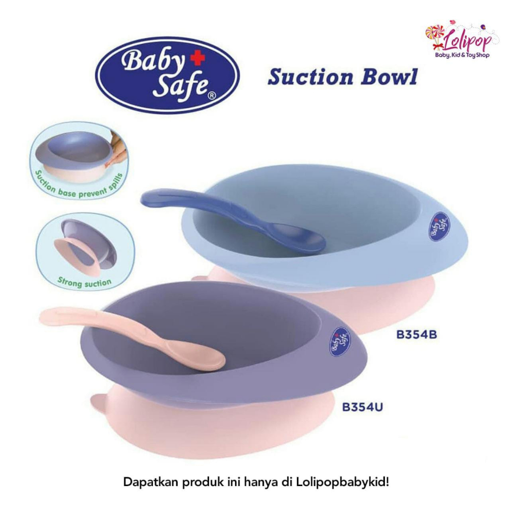 Baby Safe B354 Suction Bowl With Spoon Mangkok Anak Anti Geser +Sendok