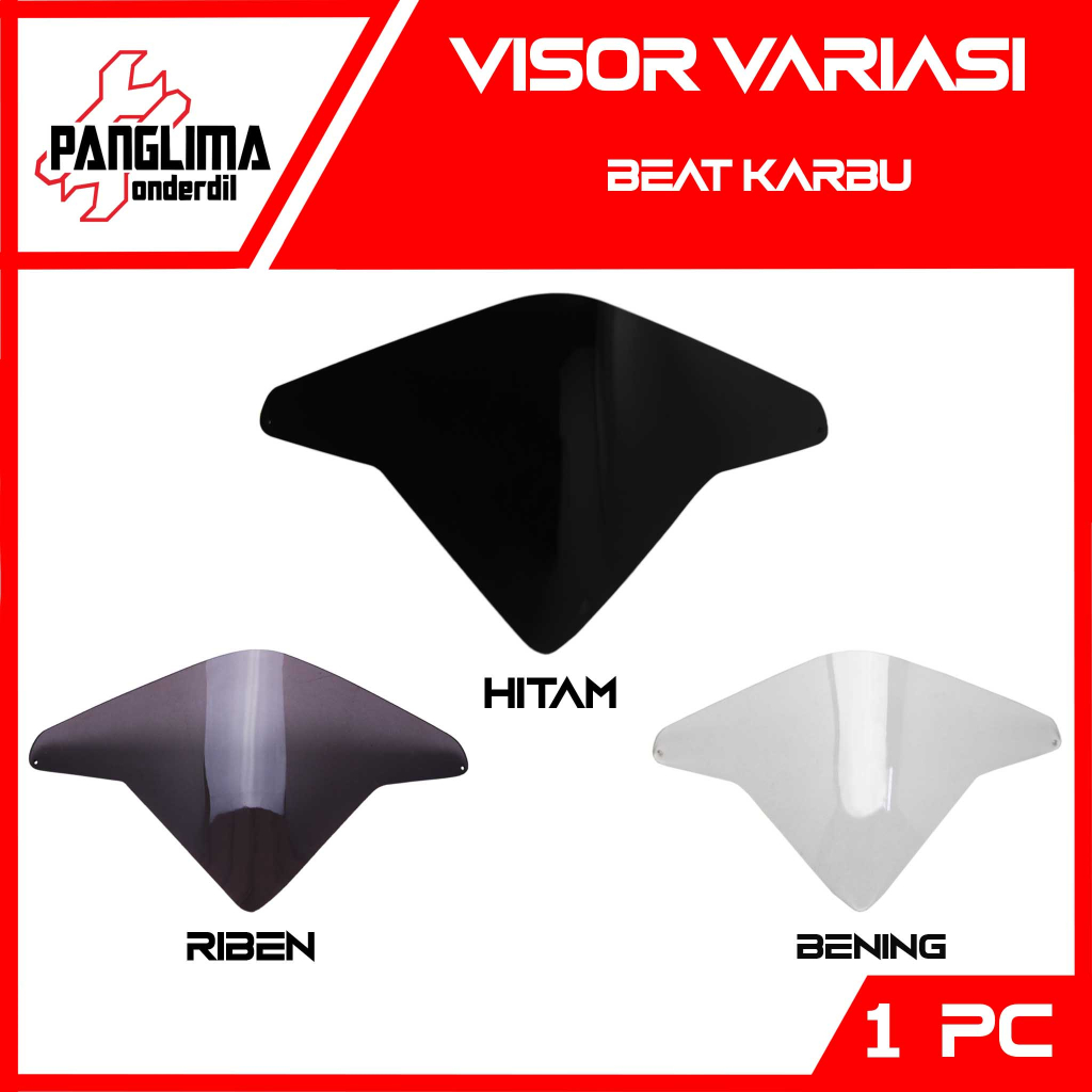 Visor Variasi Beat Karburator-Karbu-Lama-Old Windshield-Wind Shield-Winsil-Winshild Hitam Riben Bening