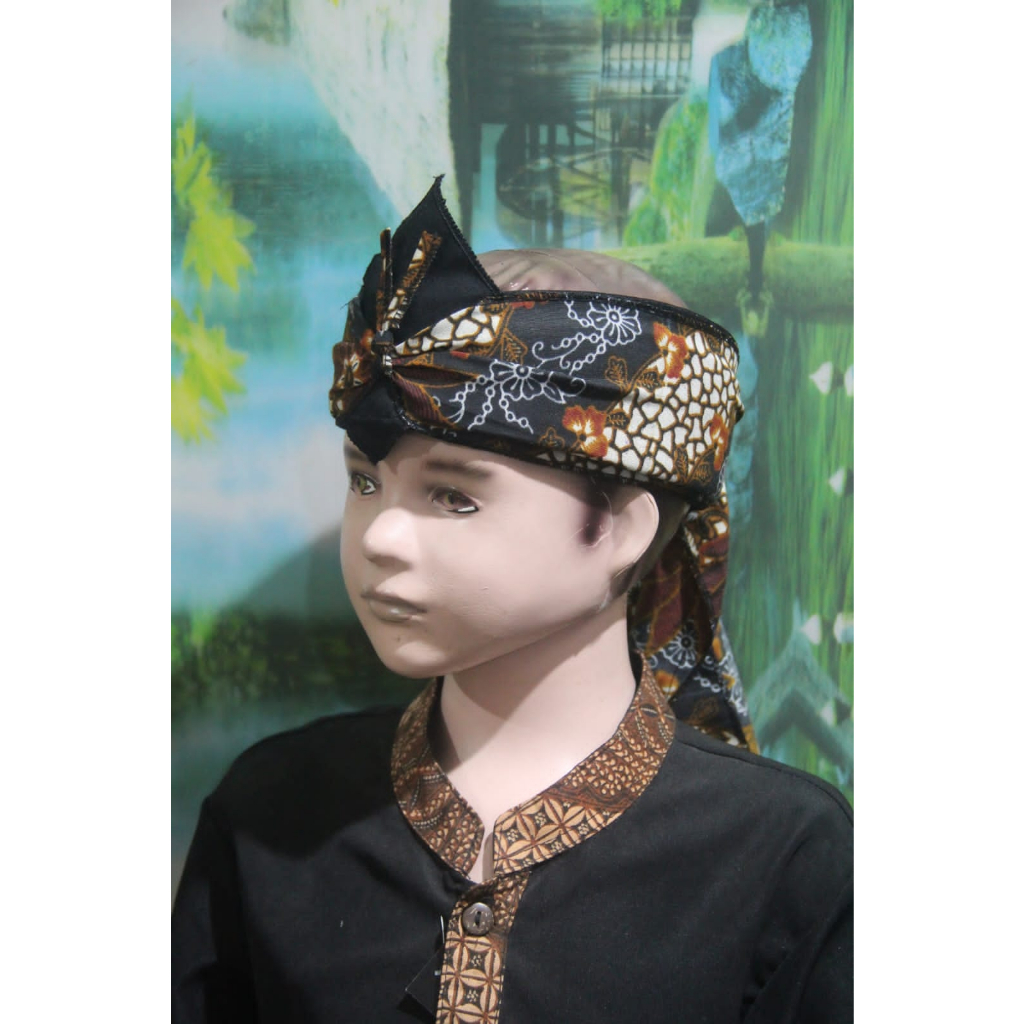 iket kepala sunda jawa blangkon tradisional anak anak batik USIA 1-10 TAHUN atas bolong (HITAM)