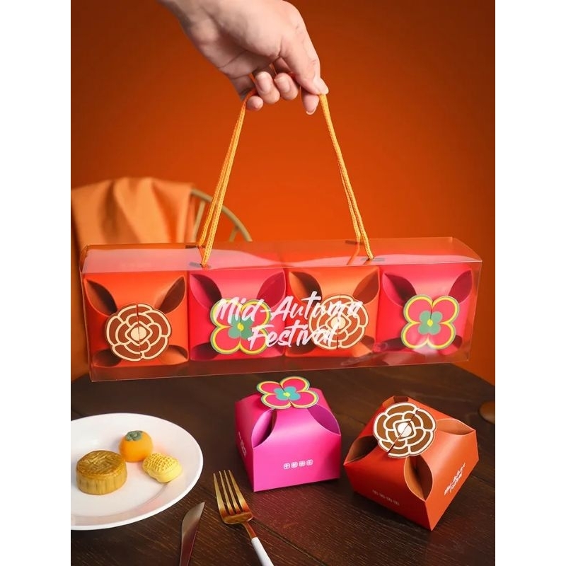 Kotak Kue Mooncake Dengan Kotak Mini Bunga