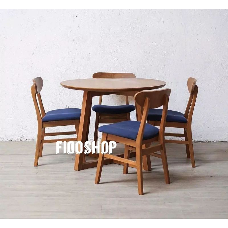 Kursi Makan Ropan Set Meja Bulat Kekinian Kayu Jati Furniture Jepara