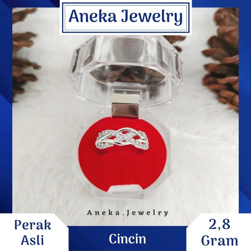 Cincin Kepang Mata Mata, Perak 925, Sepuh Emas Putih