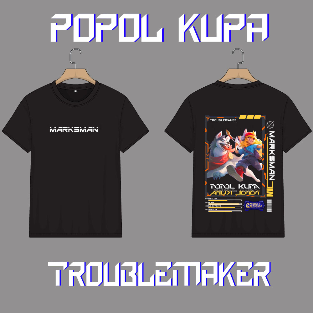 KAOS ANAK HERO MOBILE LEGEND POPOL KUPA MARKSMAN SKIN KEREN//KAOS ML//KAOS ANAK MOBILE LEGEND//KAOS 