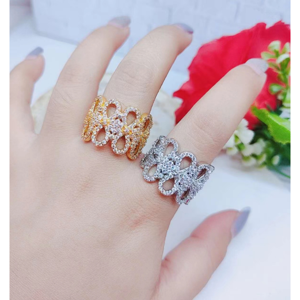 Cincin Xuping Mata Full Lapis Emas Perhiasan Wanita R047/R048