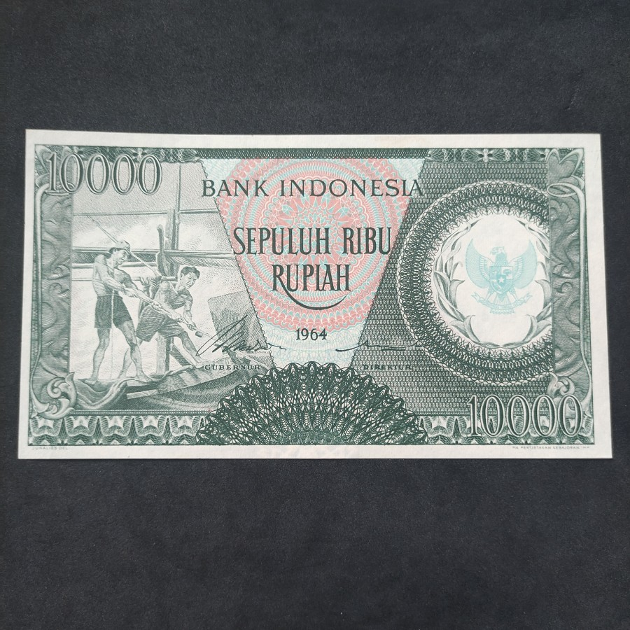 Uang Kuno 10000 Rupiah Seri Pekerja wm Garuda 1964 Seri X UNC-