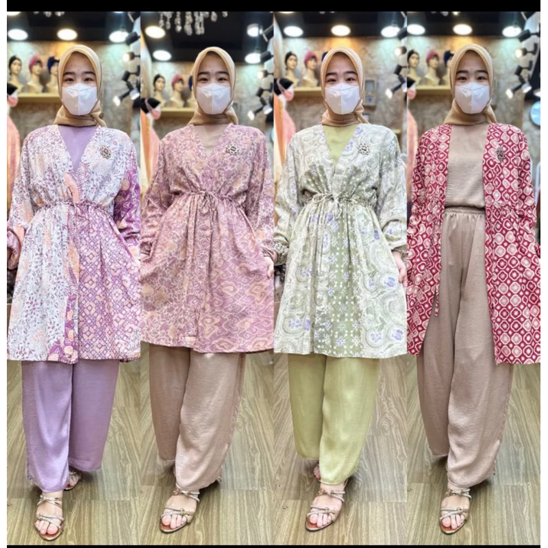 AGHNIA SET BATIK / SETELAN PESTA WANITA / SET CELANA WANITA BATIK VISCOSE PREMIUM