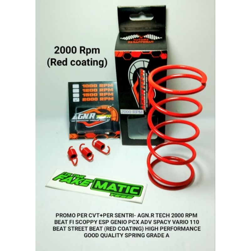 UPGRADE PER CVT+PER SENTRI 2000 RPM- AGN.R TECH (RED COATING) BEAT FI SCOPPY ESP GENIO PCX ADV SPACY VARIO 110 BEAT STREET BEAT HIGH PERFORMANCE GOOD QUALITY SPRING GRADE A+